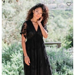 Black Lace Overlay Maxi Dress